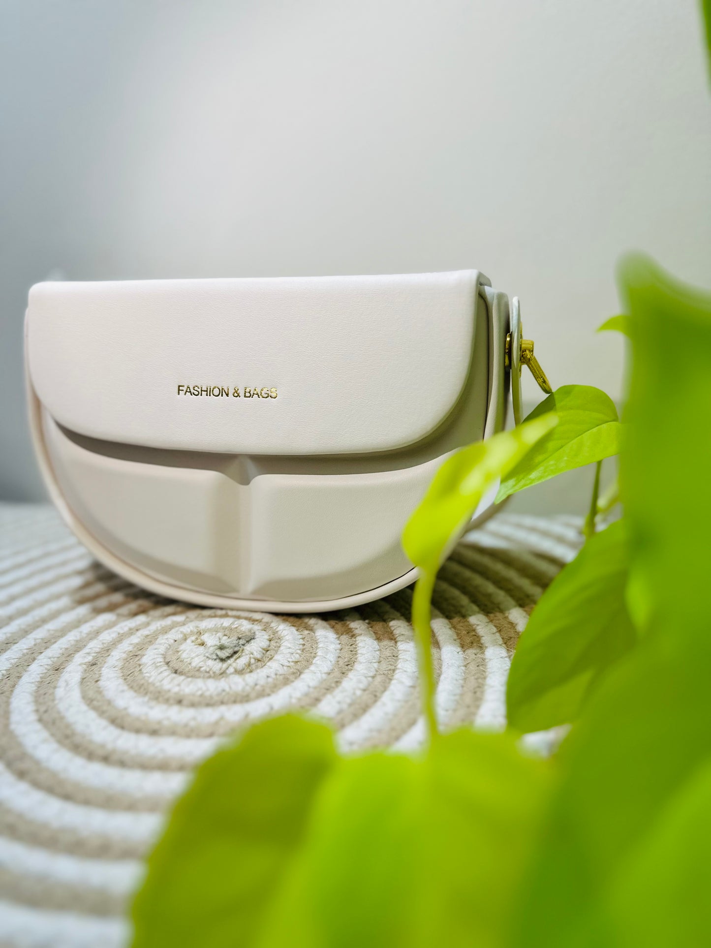 Off White Structured Sling Bag