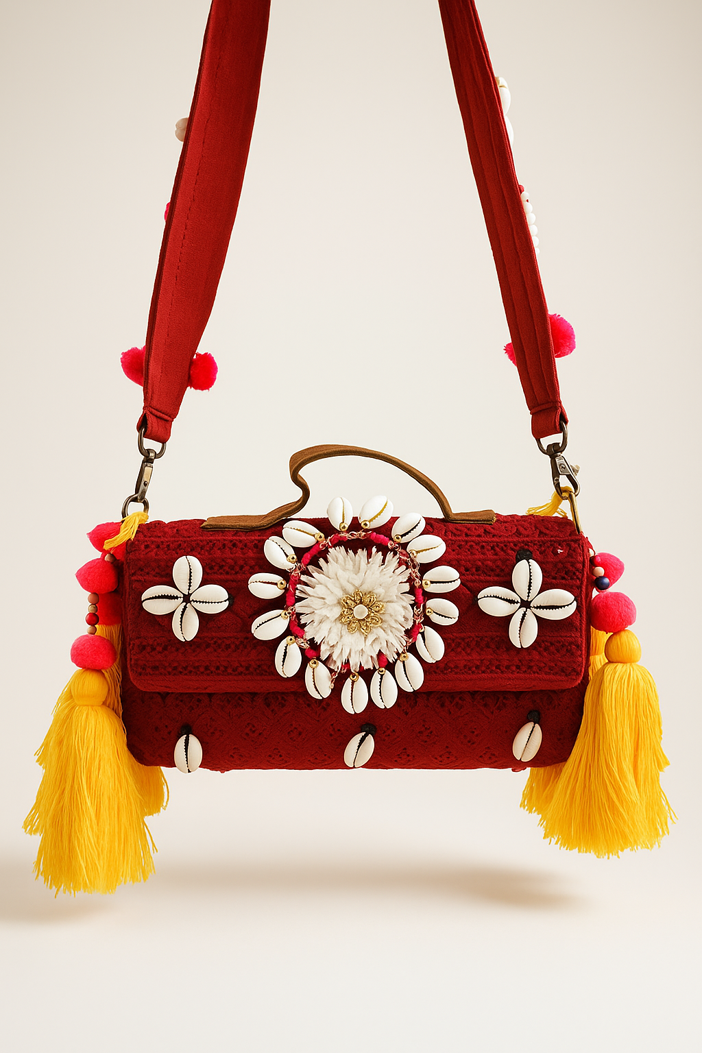 Maroon Shell Bloom Boho Bag