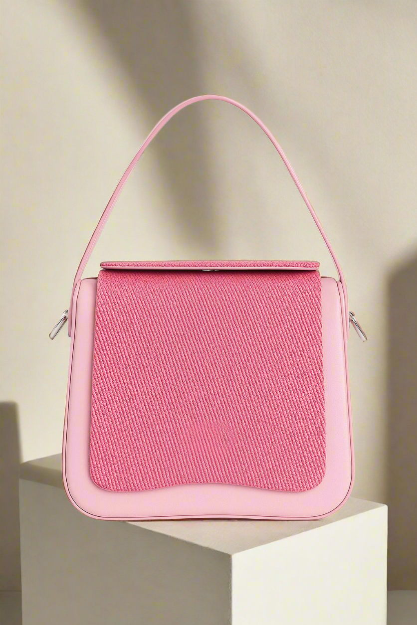 Blush Pink Textured Flap Handbag