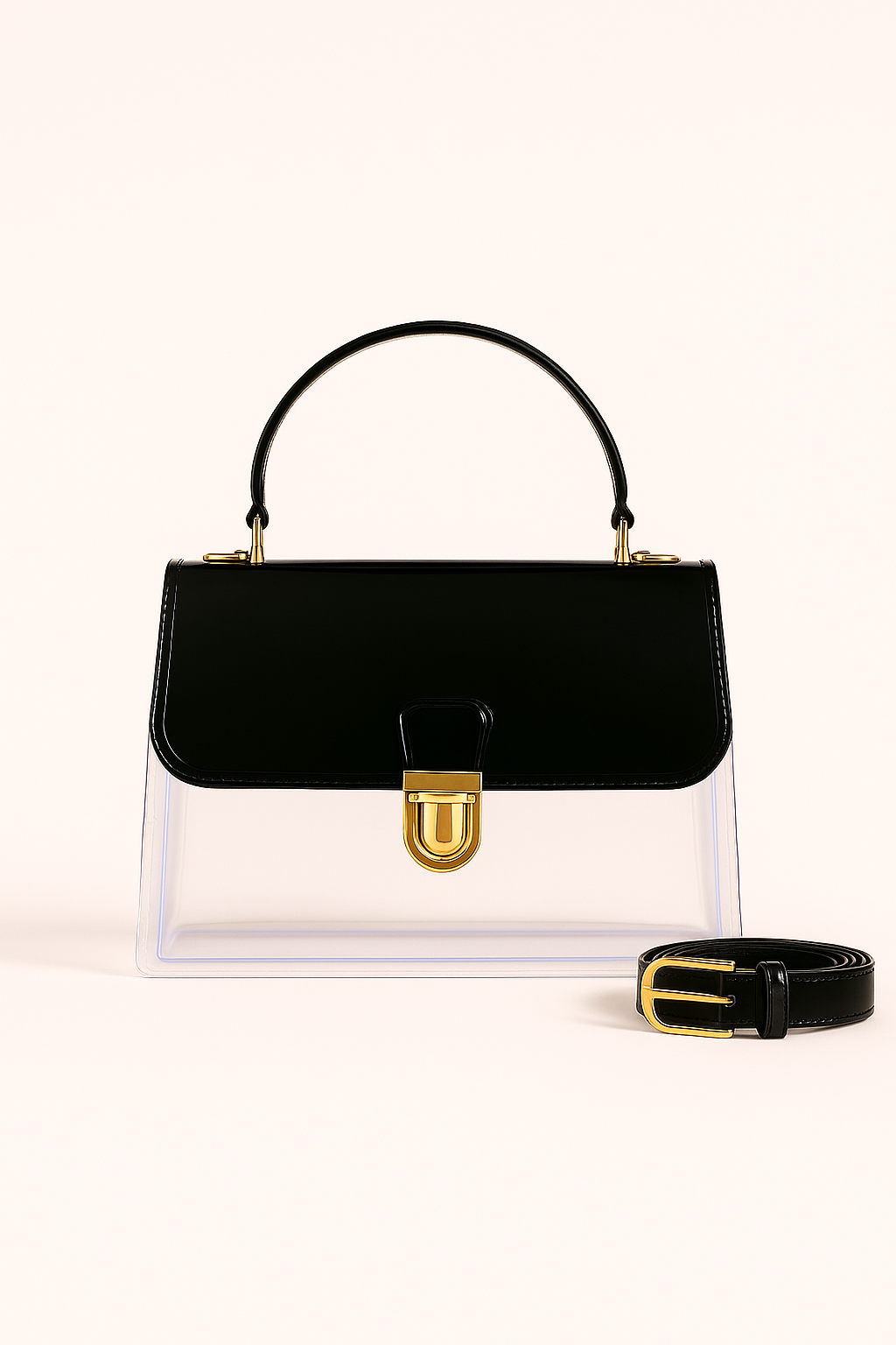 Transparent Box Sling Bag with Belt