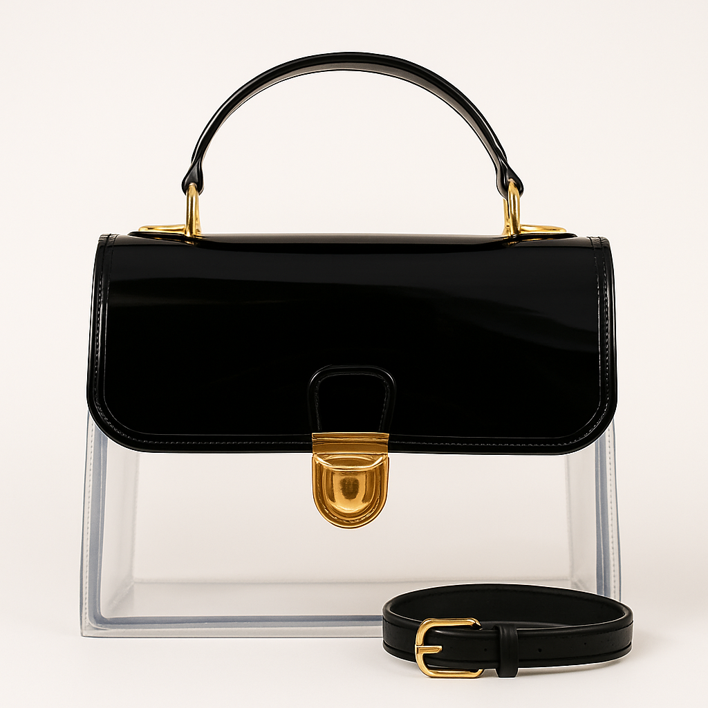 Transparent Box Sling Bag with Belt