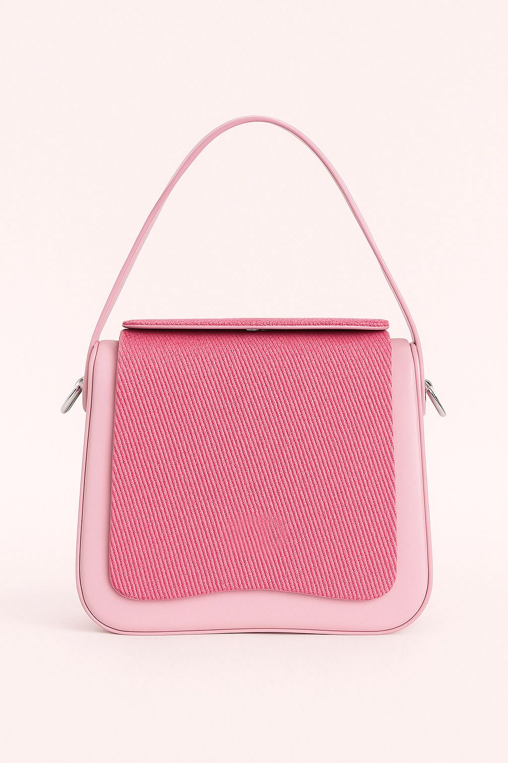 Blush Pink Textured Flap Handbag