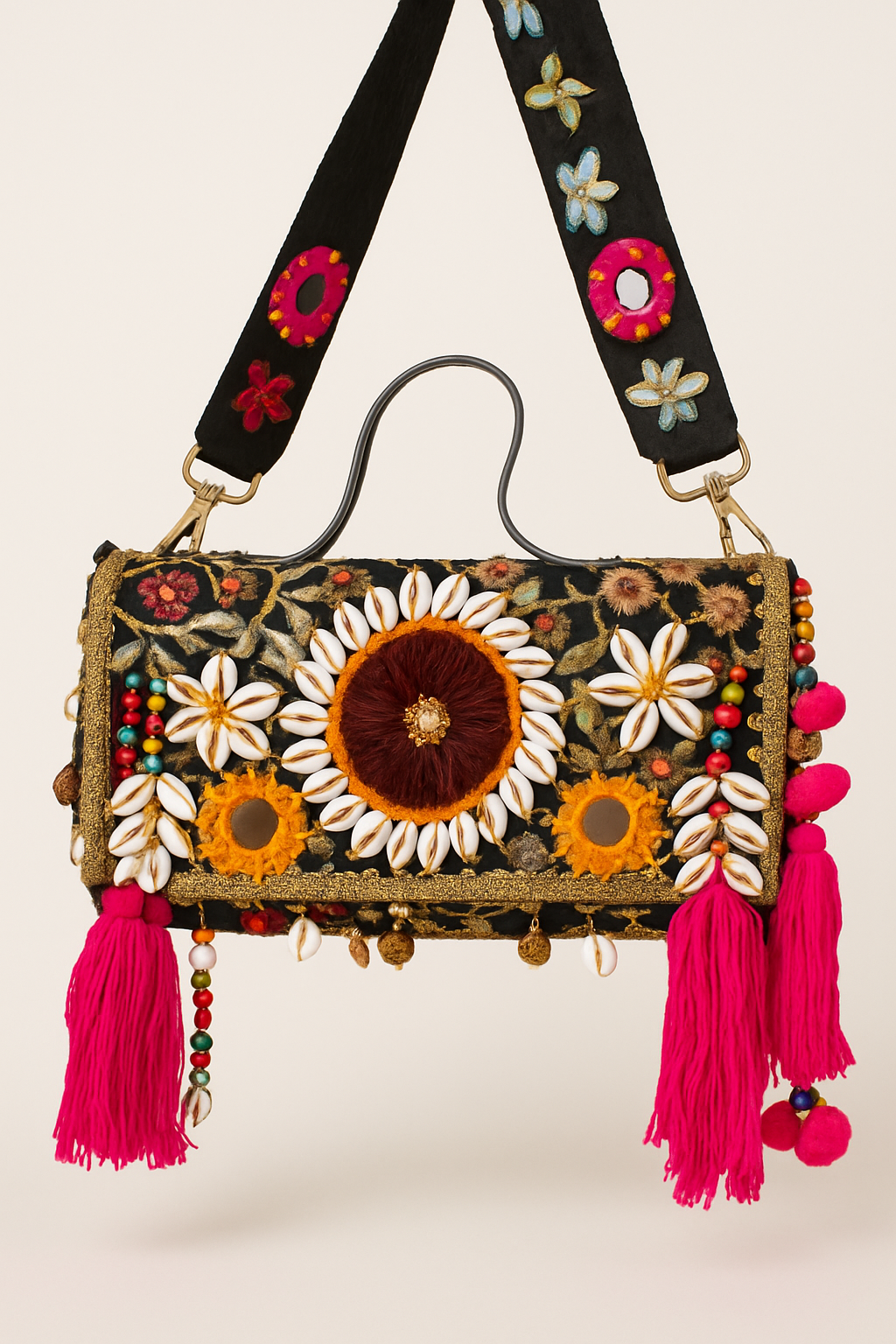 Noorani Bloom Black Boho Bag