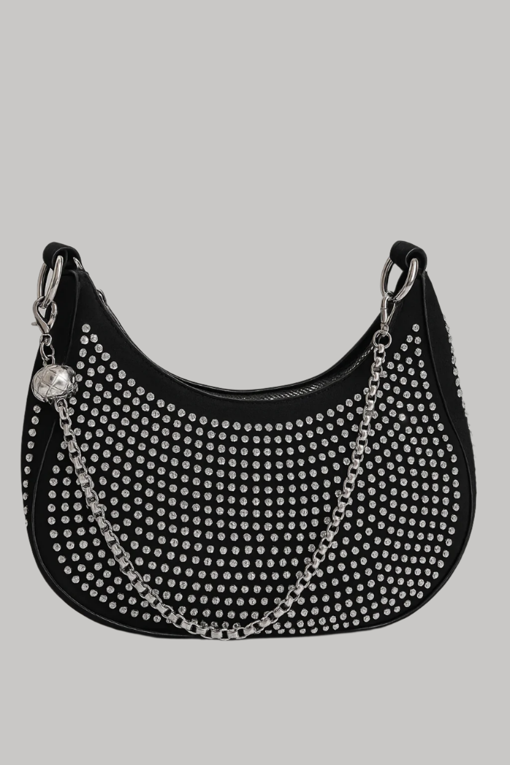 Black Glam Crystal Studded Shoulder Bag – Party-Ready Statement Purse