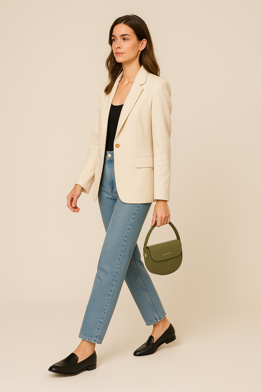 Olive Green Structured Sling Bag