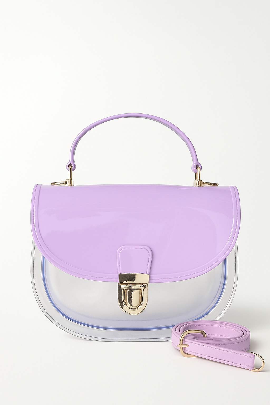 Transparent Lavender Glossy Sling Bag
