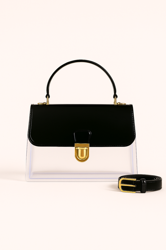 Transparent Box Sling Bag with Belt
