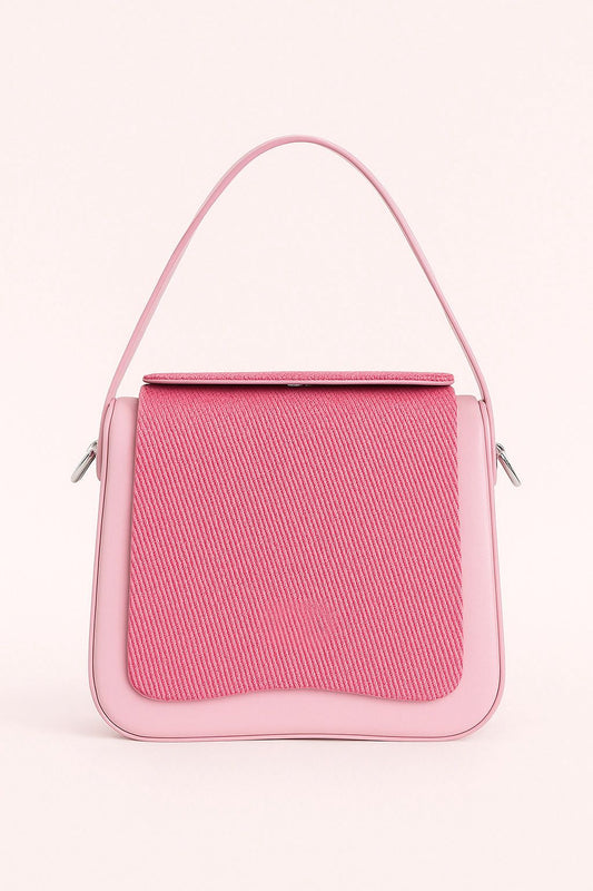 Blush Pink Textured Flap Handbag