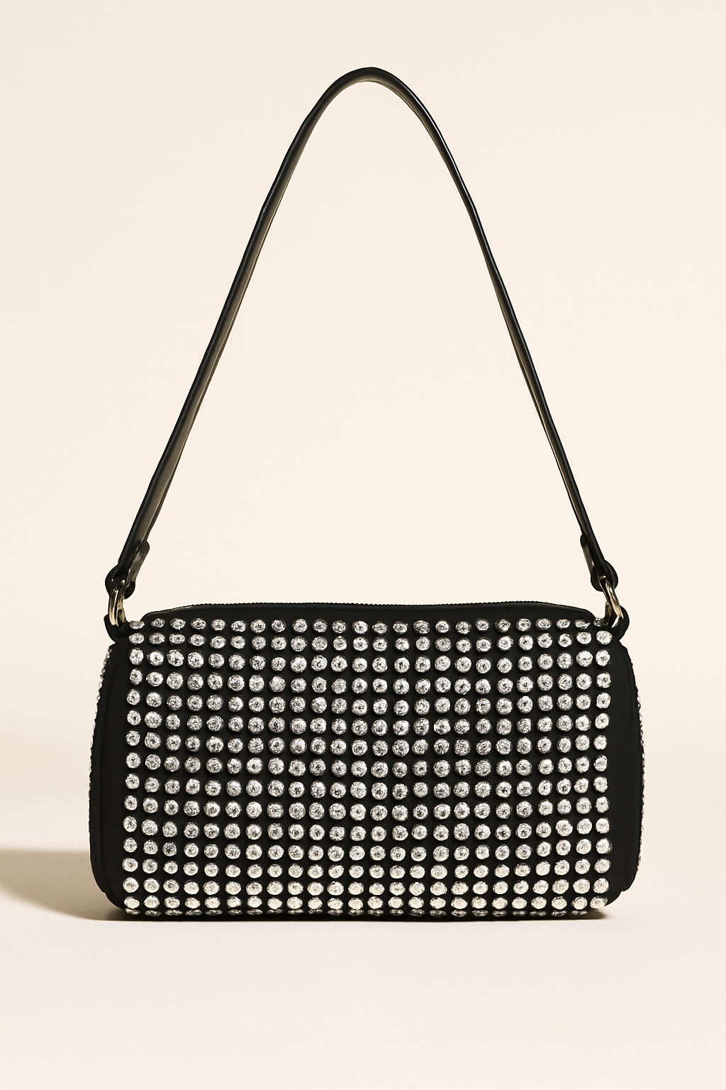 Black Glam Crystal Studded Shoulder Mini Bag